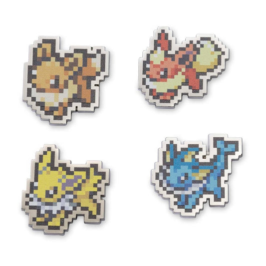 Eevee, Vaporeon, Jolteon & Flareon Pokémon Pixel Pins (4-Pack)